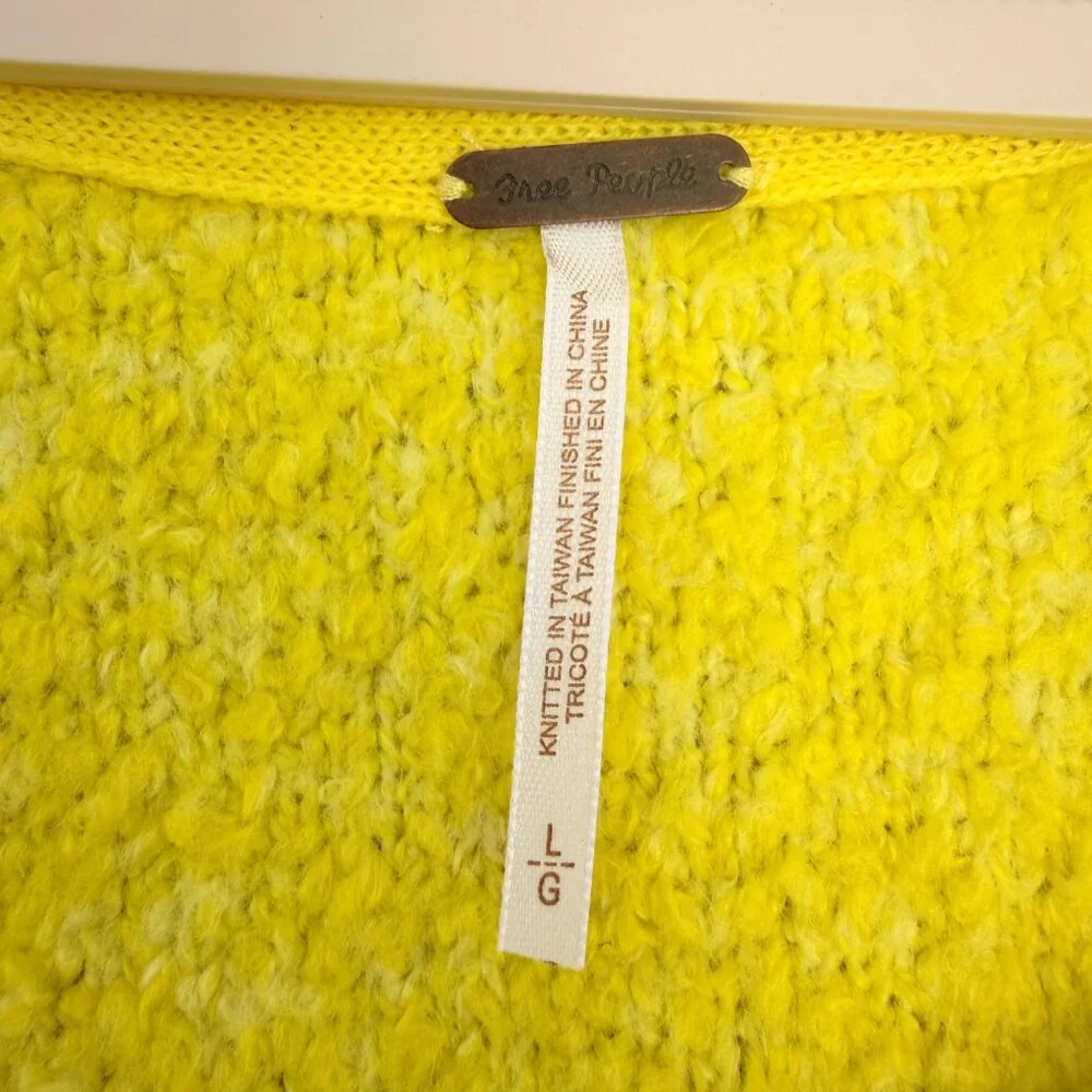 Free People Moira Slouchy Tunic Sweater in Citron Sun Combo Boucle Knit Large - Picture 7 of 12